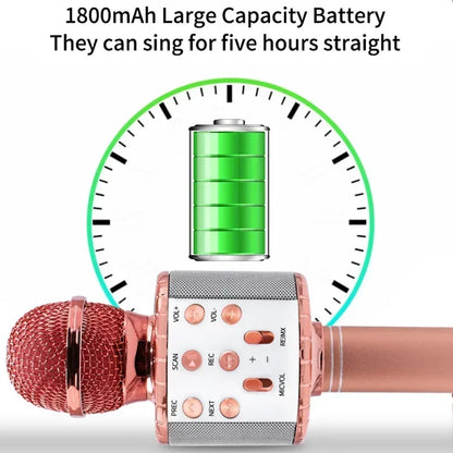 LED Wireless Bluetooth Handheld Microphone for Kids Singing Karaoke KTV Colorful Light Eliminate Music Original Sound Speaker