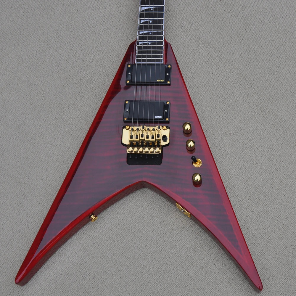 Custom High Quality 6-string Electric Guitars with Gold Tremolo Bridge, Red Body, Custom Offer