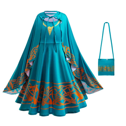 Brave Merida Girl Dress Kids Milk Wire Print Dress Breathable Comfortable Elastic Best Costume for Girl On Halloween Carnival