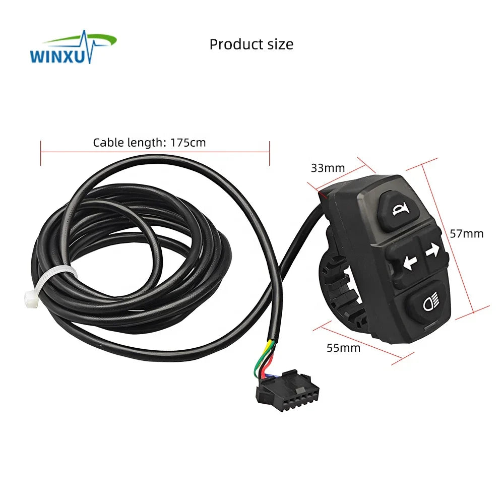 Feu arrière de phare de vélo électrique 36V 48V 60V, clignotant gauche droit, feu stop bas, interrupteur intégré, Kit universel pour vélo électrique