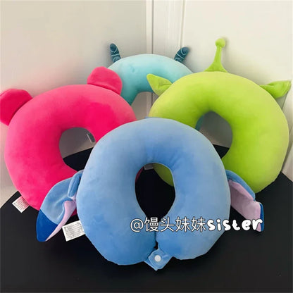 Cartoon Stitch U-shaped Neck Pillow Kawaii Stuffed Anime Comfortable Alien Sullivan Nap Pillow Airplane Travel Pillow Xmas Gifts