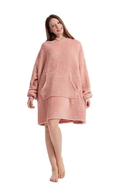 Couverture à capuche avec sourire double face pour hommes et femmes, grande poche, robe surdimensionnée, chaud, couple, adt PVD, nouveau, hiver