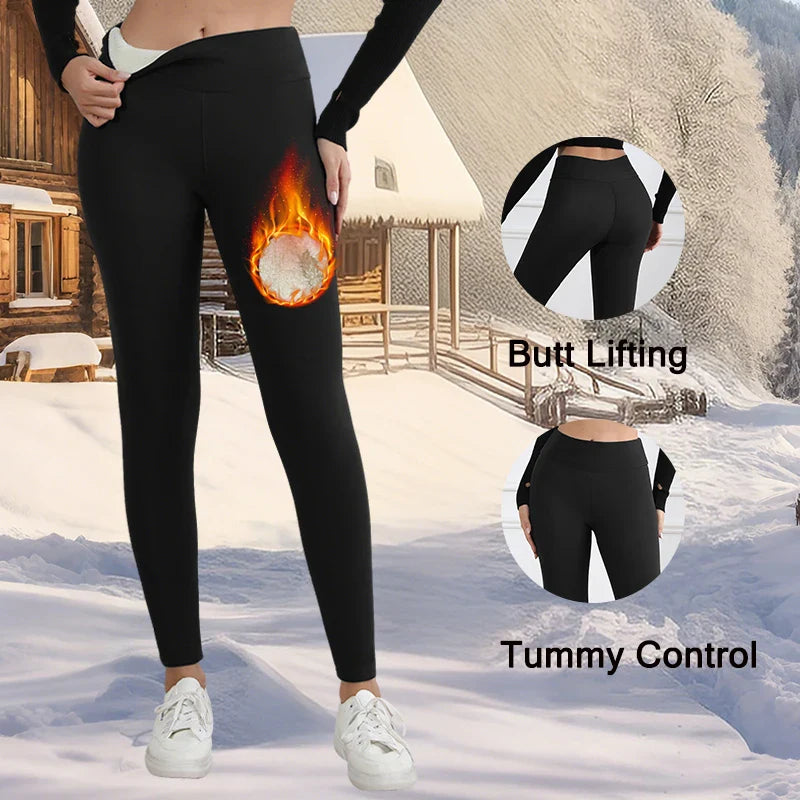 Leggings chauds en polaire pour femmes, collants épais en velours, taille haute, élastiques, Slim, couleur unie, pour prévenir le froid, automne et hiver