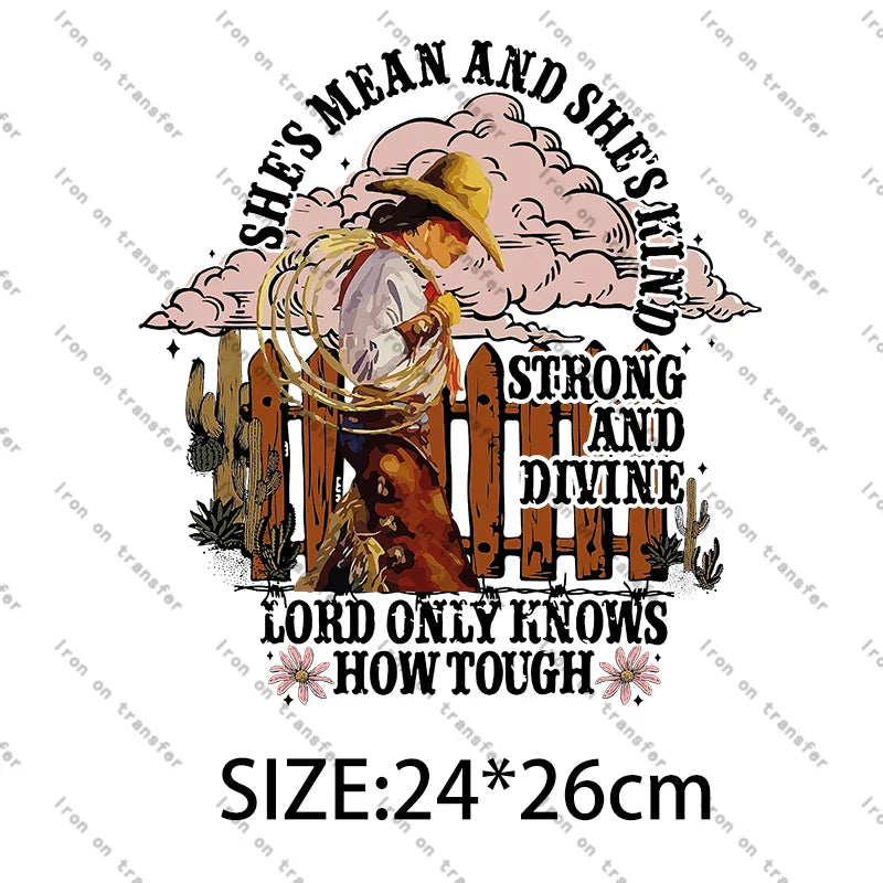 Rodeo Wild West Cowgirl chastez vos rêves Cowboy été imprimé léopard transferts à repasser pour vêtements décoration bricolage