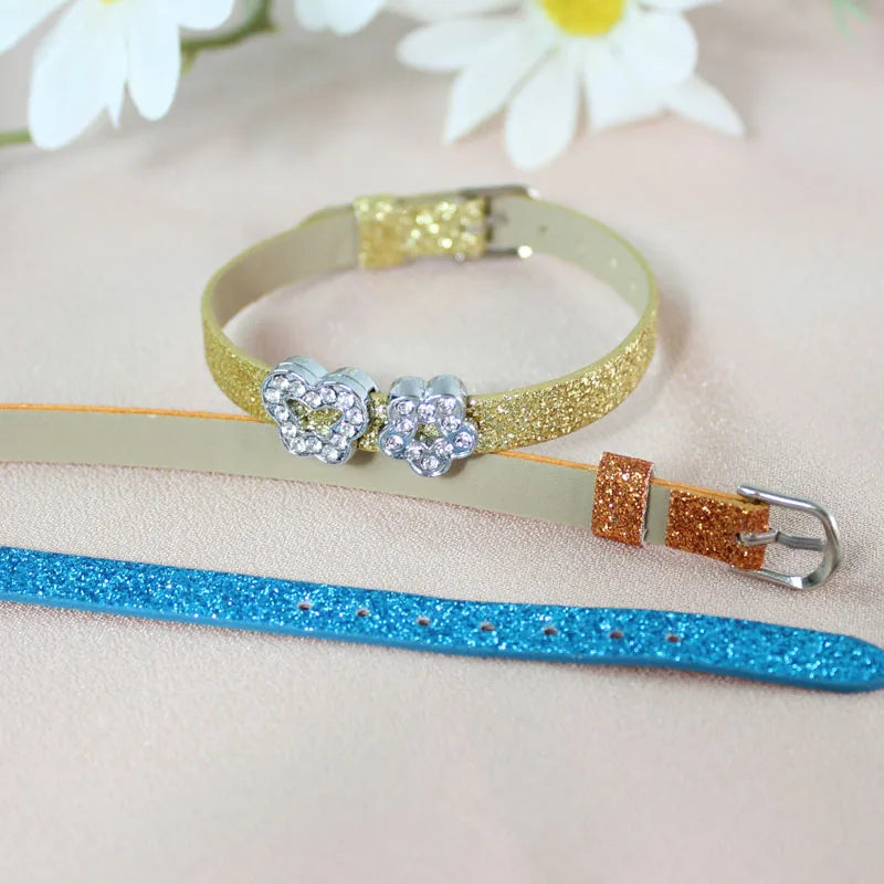 Bracelet à paillettes scintillantes, 8mm de largeur, 21cm de longueur, breloques coulissantes, lettres de l'alphabet, bijoux à bricoler soi-même, cadeau pour femmes et enfants