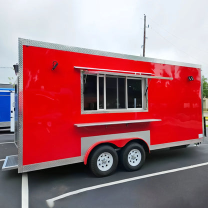 Remorque de camion de nourriture mobile personnalisée avec cuisine complète Chariot à tacos, pizzas, hamburgers Camion de nourriture de rue Bar à café mobile
