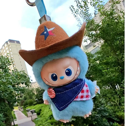 For 10 cm Labubu 4.0 Doll Clothes Cowboy Hat Scarf Cute Soft Doll Clothes Bow Scarf Decoration Christmas Gifts