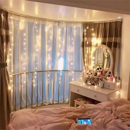 Rideaux lumineux LED alimentés par USB avec télécommande, décorations de noël pour la maison, mariage, anniversaire, chambre à coucher, lumières de fête