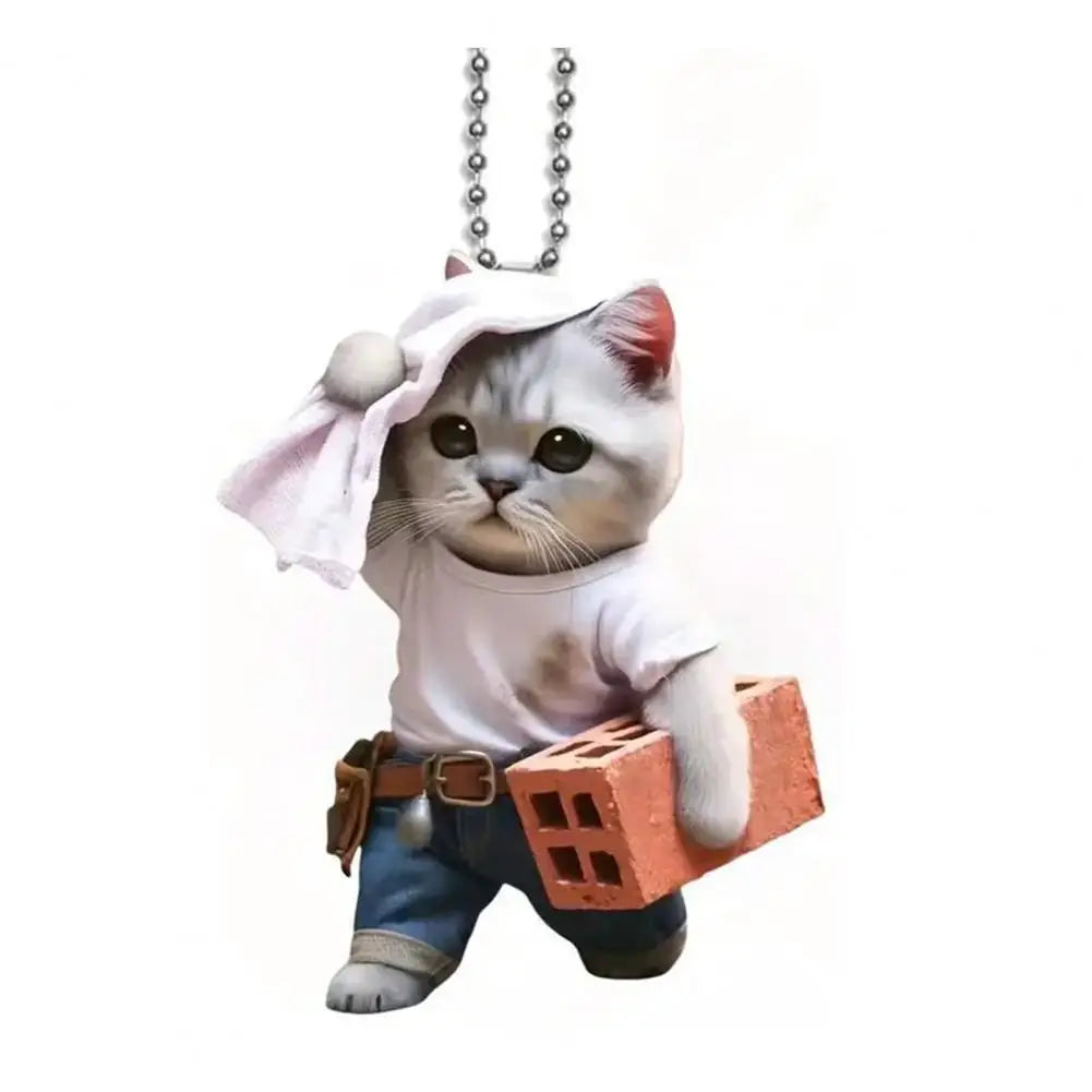 Acrylic Cat Charm for Car Realistic Cat Pendant Car Ornament Hanging Decor for Car Lovers Acrylic Charm Party Festival Gift