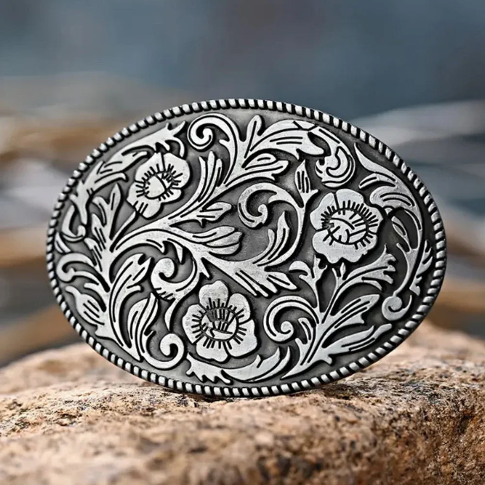 1 oval flower green leaf thread buckle for various belt styles