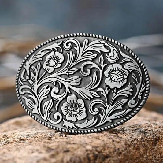 1 oval flower green leaf thread buckle for various belt styles