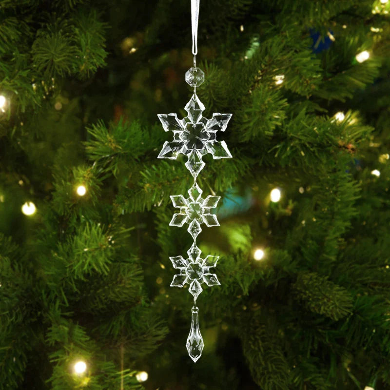 Arbre de noël Transparent flocon de neige suspendus ornements pendentif acrylique 2025 décoration de noël pour la maison cadeaux Navidad nouvel an 2026