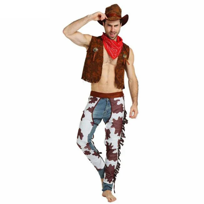 Costume de Cowboy Trempé pour Hommes et Femmes Adultes, Robe Occidentale de Cowgirl, Costumes de Cosplay de Carnaval d'Halloween
