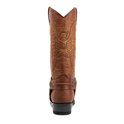 2023 New Western Cowboy Boots Black Brown Faux Leather Winter Shoes Retro Men Boots Embroidered Men Mid-calf Boots Size 48 Botas