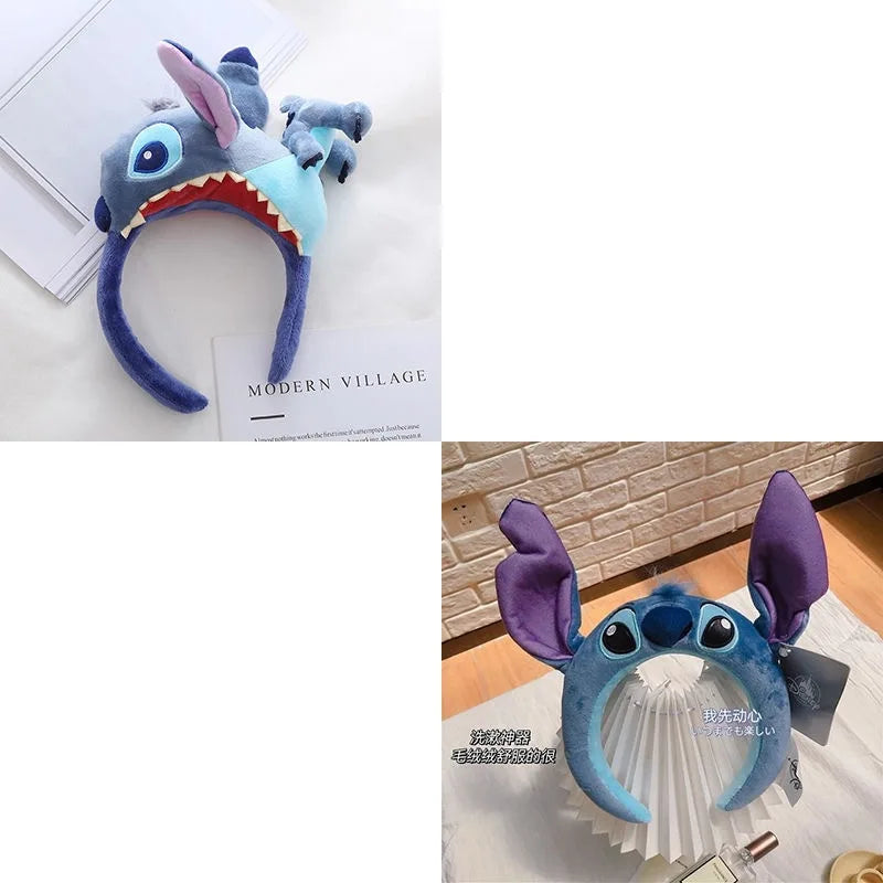 Serre-tête Stitch, dessin animé, mignon, antidérapant, pour le lavage du visage, soin de la peau, bandeau doux, accessoire de cheveux amusant pour fête, cadeau pour fille.