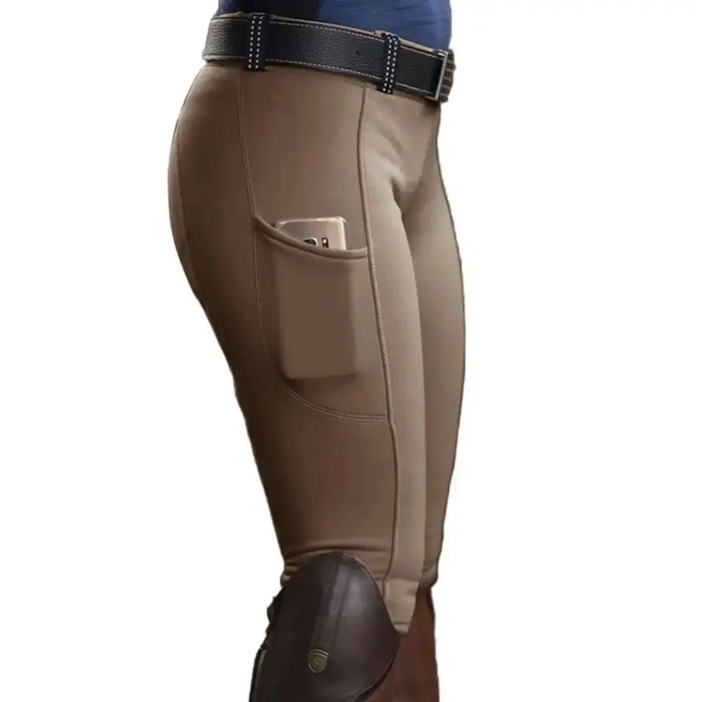 Clothes Anti-pilling Equestrian Pants Slim Elastic Horse Racing Trousers Skinny with Phone Pocket Equestrian Breeches Camping