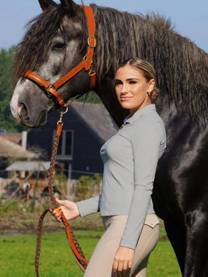 MXLLINA Tee-shirts d'équitation bordeaux femme hauts équestres doux à manches longues pour femme cavalière chemise de base vêtement