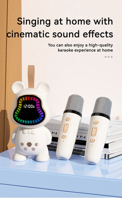 New Karaoke Speaker With Wireless Microphone Sing Bluetooth 5.3 Cute Children Gift Toy Hifi Sound Stereo Mini Audio RGB Lighting
