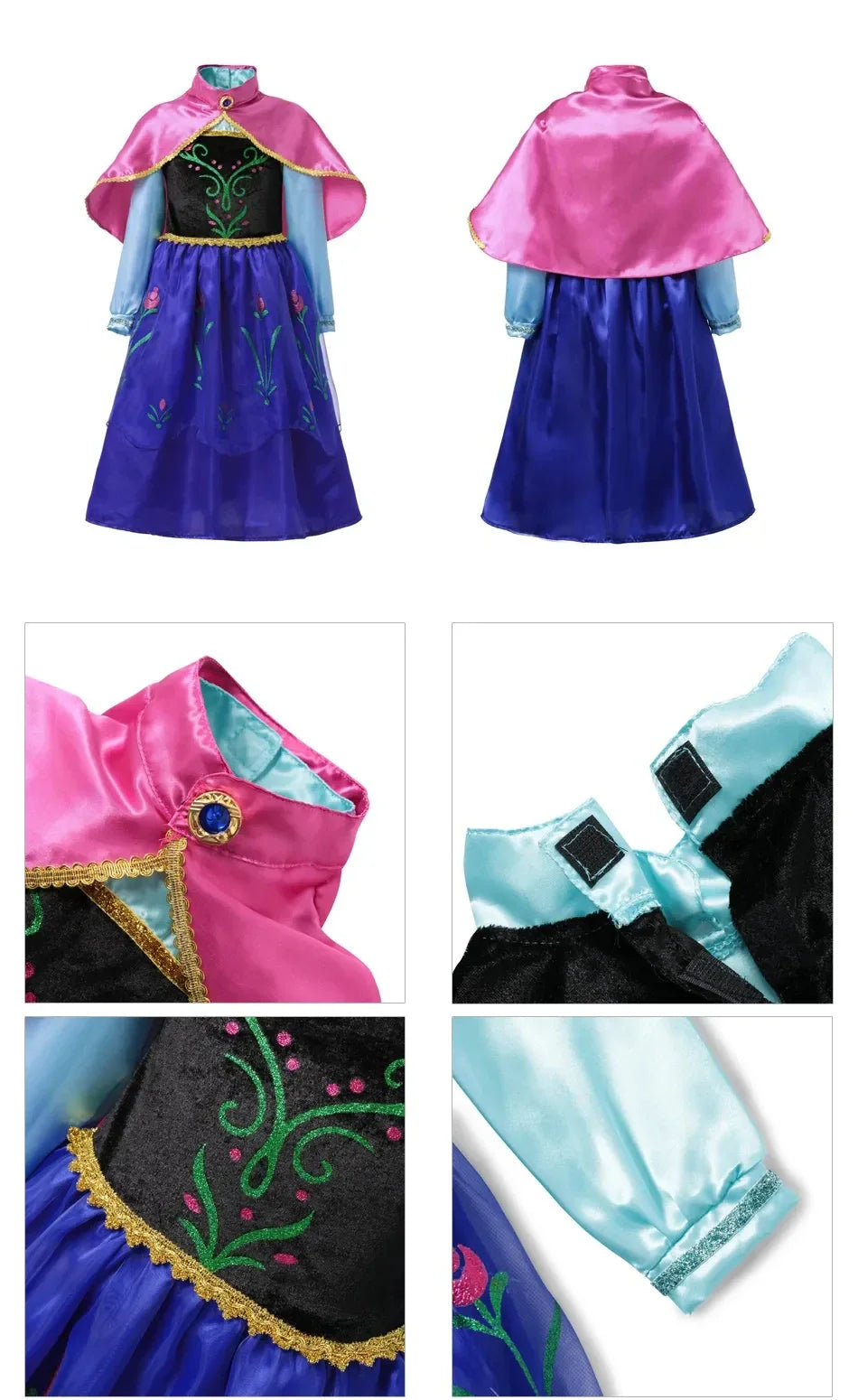 Snow Queen Girls Dress Princess Anna Elsa 2 Dresses Kids Fancy Children Vestidos Birthday Carnival Fancy Party Disguise
