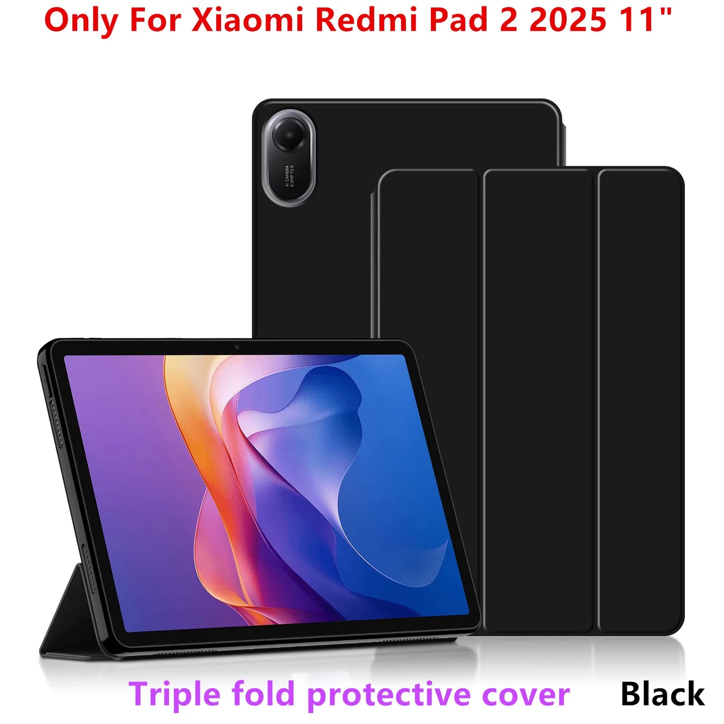 HUWEI Case For Xiaomi Redmi Pad 2 2025 Flip Stand Cover for Redmi Pad 2 Pad2 Case Red Mi Pad 2 11 inch Tablet Case TPU Shell