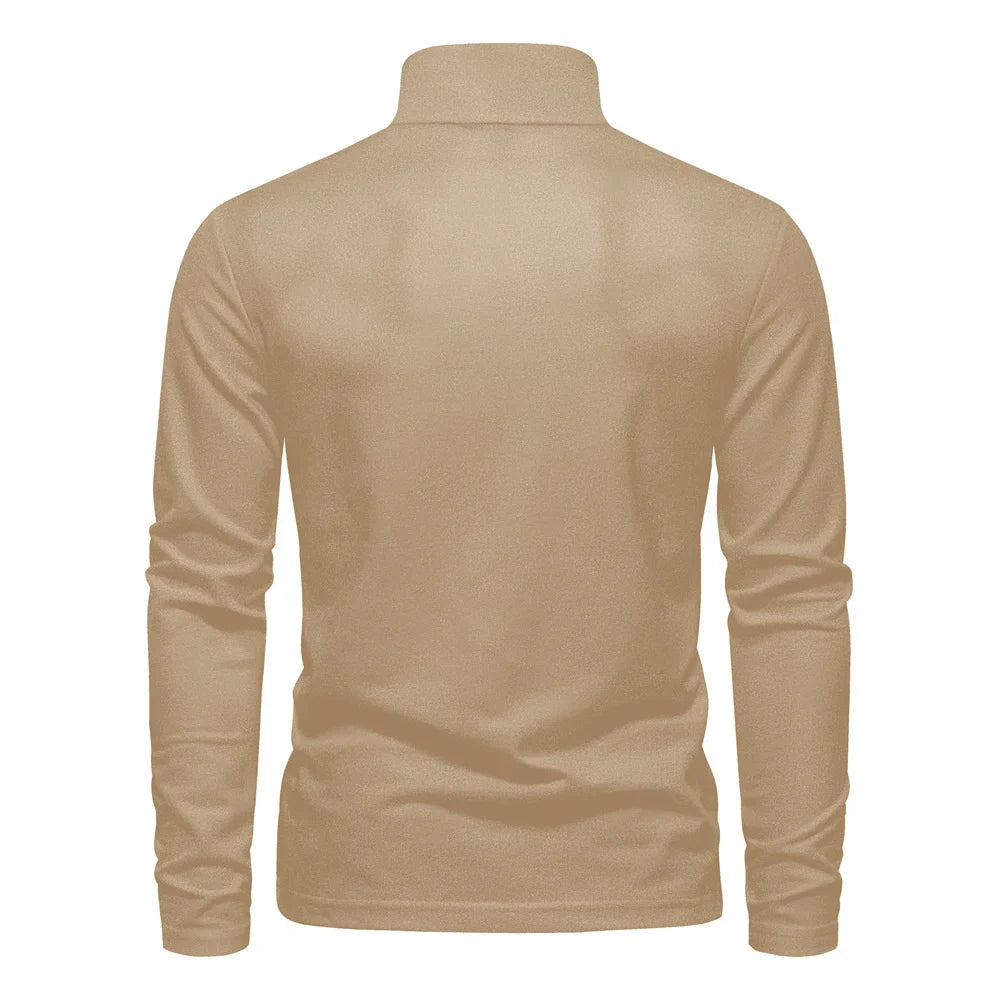 AIOPESON 2023 New Men's Deer Embroidery Polo Shirts Solid Color Long Sleeve Social Business Male
