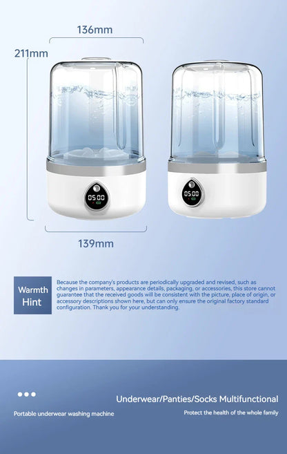 Mini Washing Machine Portable Rechargeable Fully Automatic Washing Machine for Underwear, Socks, and Small Laundry
