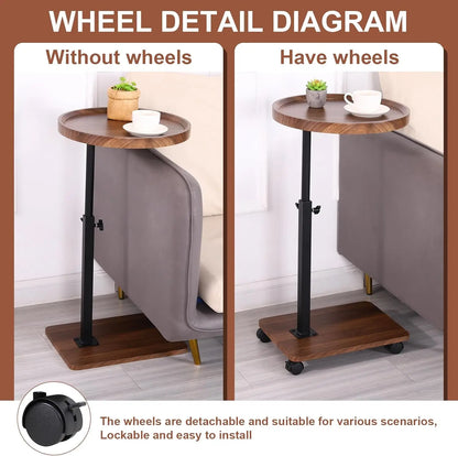 Chariot roulant réglable, Table de chevet, bureau pour ordinateur portable, lit médical pour la maison, plateau alimentaire 360 °   Bureau à domicile de table de plateau de canapé rotatif