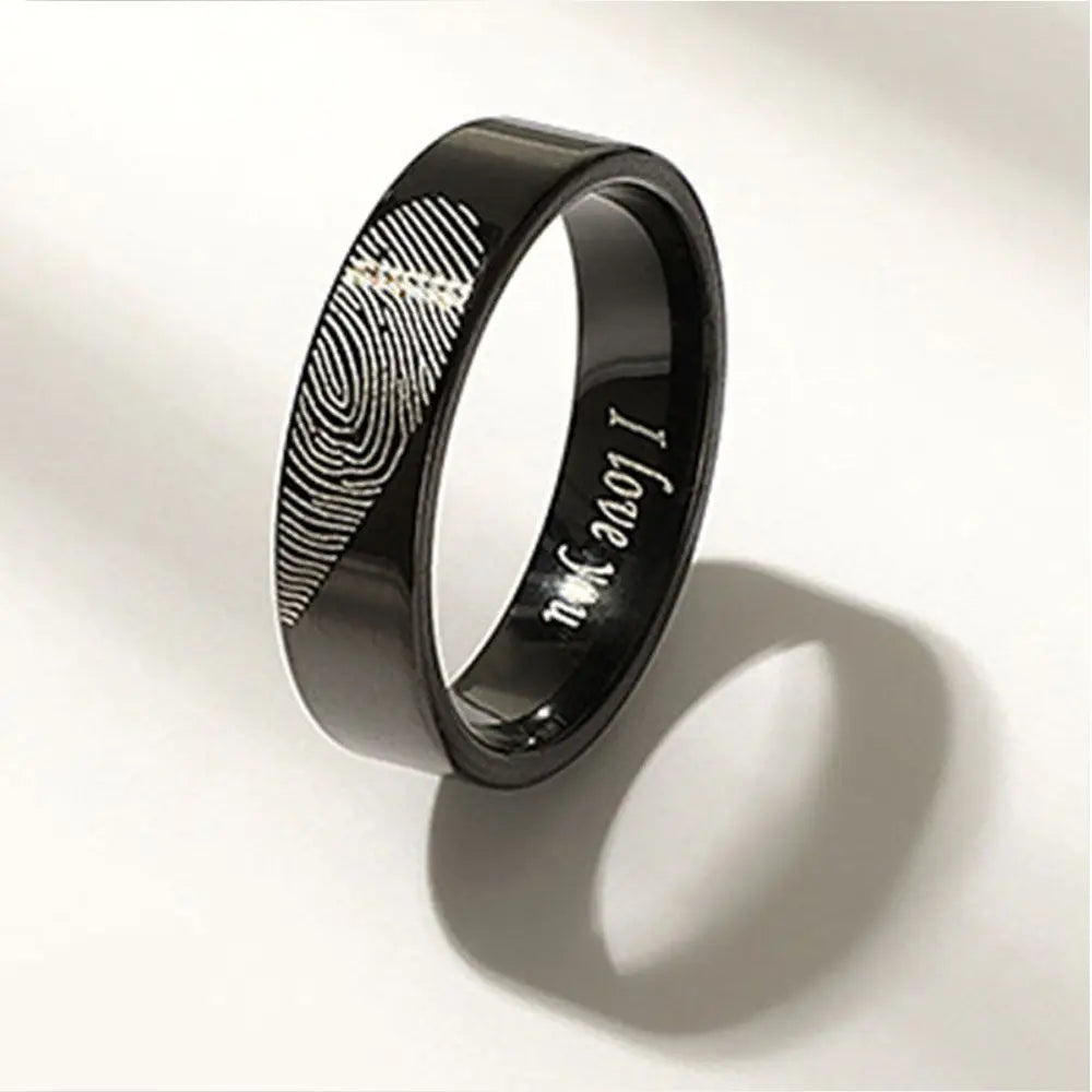 Bague de couple Léon en acier inoxydable, coeur, empreinte digitale, breloque, accessoires de bijoux, mode, amoureux, jour, 1 paire