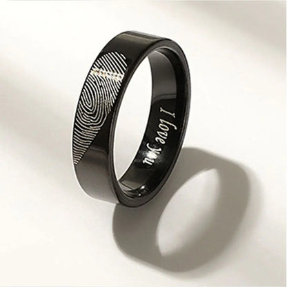 Bague de couple Léon en acier inoxydable, coeur, empreinte digitale, breloque, accessoires de bijoux, mode, amoureux, jour, 1 paire