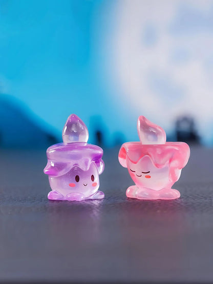 10pcs Halloween Luminous Mini Resin Candles Glow in The Dark Halloween Candelabra Miniature Ghost Candle Decor for Halloween Par