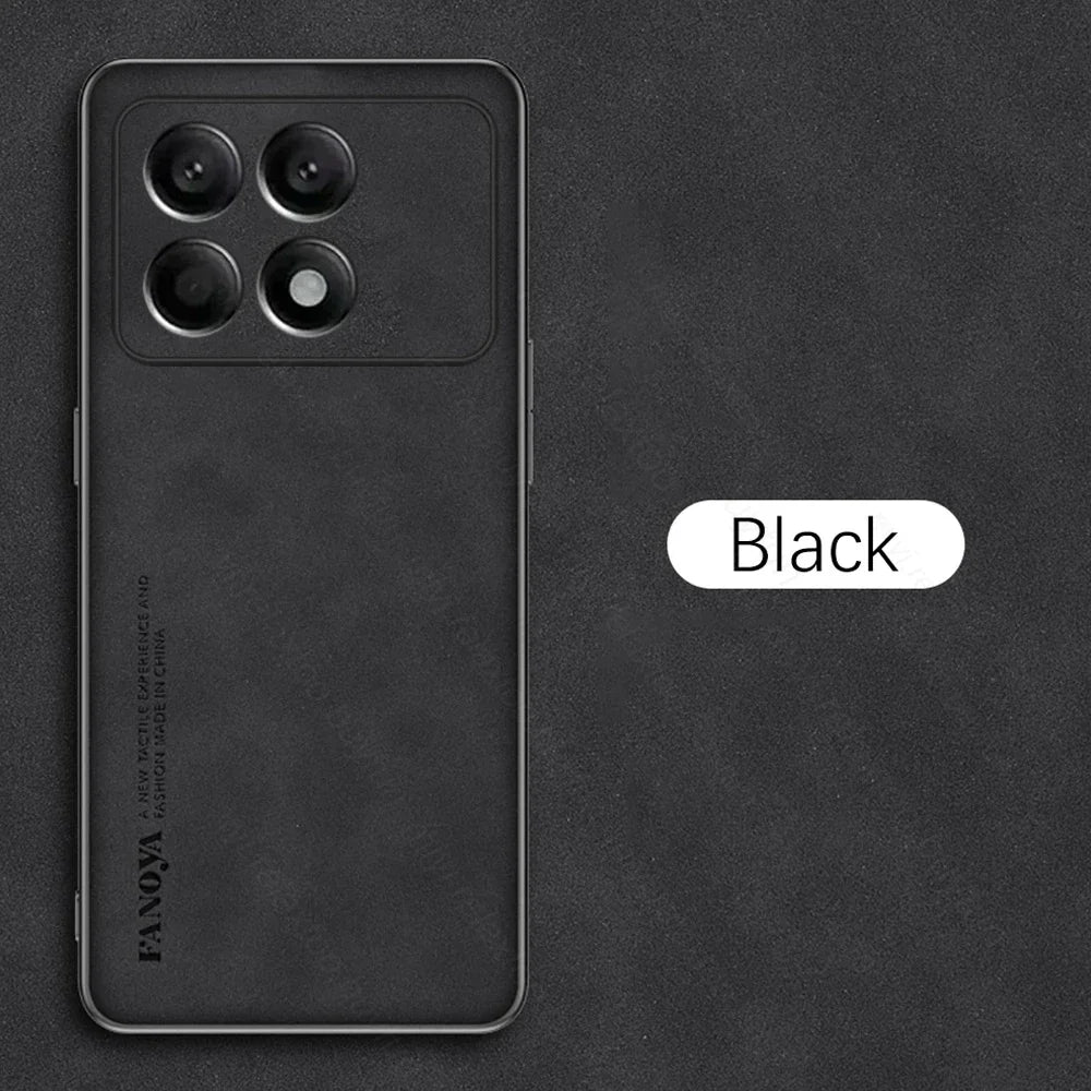 Case for Poco X6 Pro TPU Soft Frame Sheepskin Leather Back Coque for Poco X6Pro Cover Camera Protect Shockproof Protection Shell