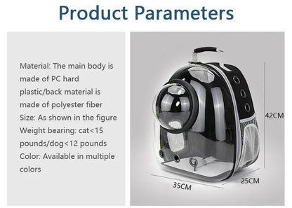 Sac de Transport pour animaux de compagnie, sacs à dos spatiaux pour animaux de compagnie, respirant, Portable, Transparent, pour chiot et chien, sacs à capsules spatiales