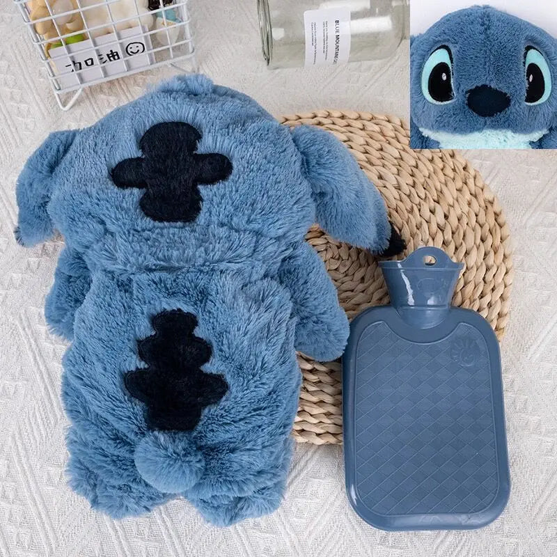 Stitch Cartoon Hot Water Doll Bottle Kawaii Plush Thicken Anti-Thick PVC Hand Warmer Bag Life Daily Winter Warmth Birthday Gift