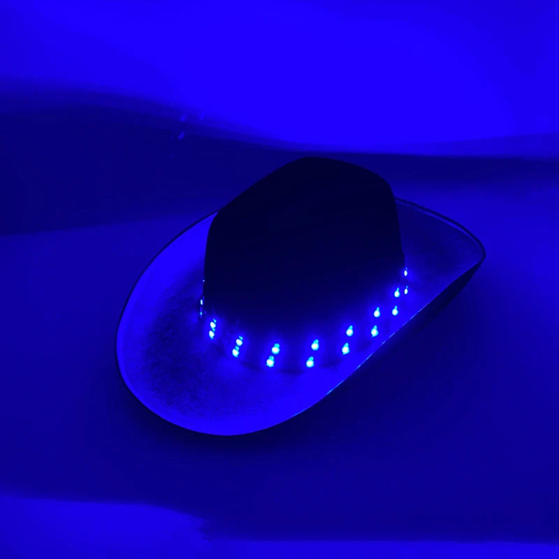 Chapeau de cowboy LED télécommandé pour femmes et hommes, chapeaux de cow-girl occidentaux, robe de l'ouest, vêtements de sauna scintillants pour Halloween, casquette unisexe, mode