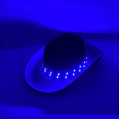 Chapeau de cowboy LED télécommandé pour femmes et hommes, chapeaux de cow-girl occidentaux, robe de l'ouest, vêtements de sauna scintillants pour Halloween, casquette unisexe, mode