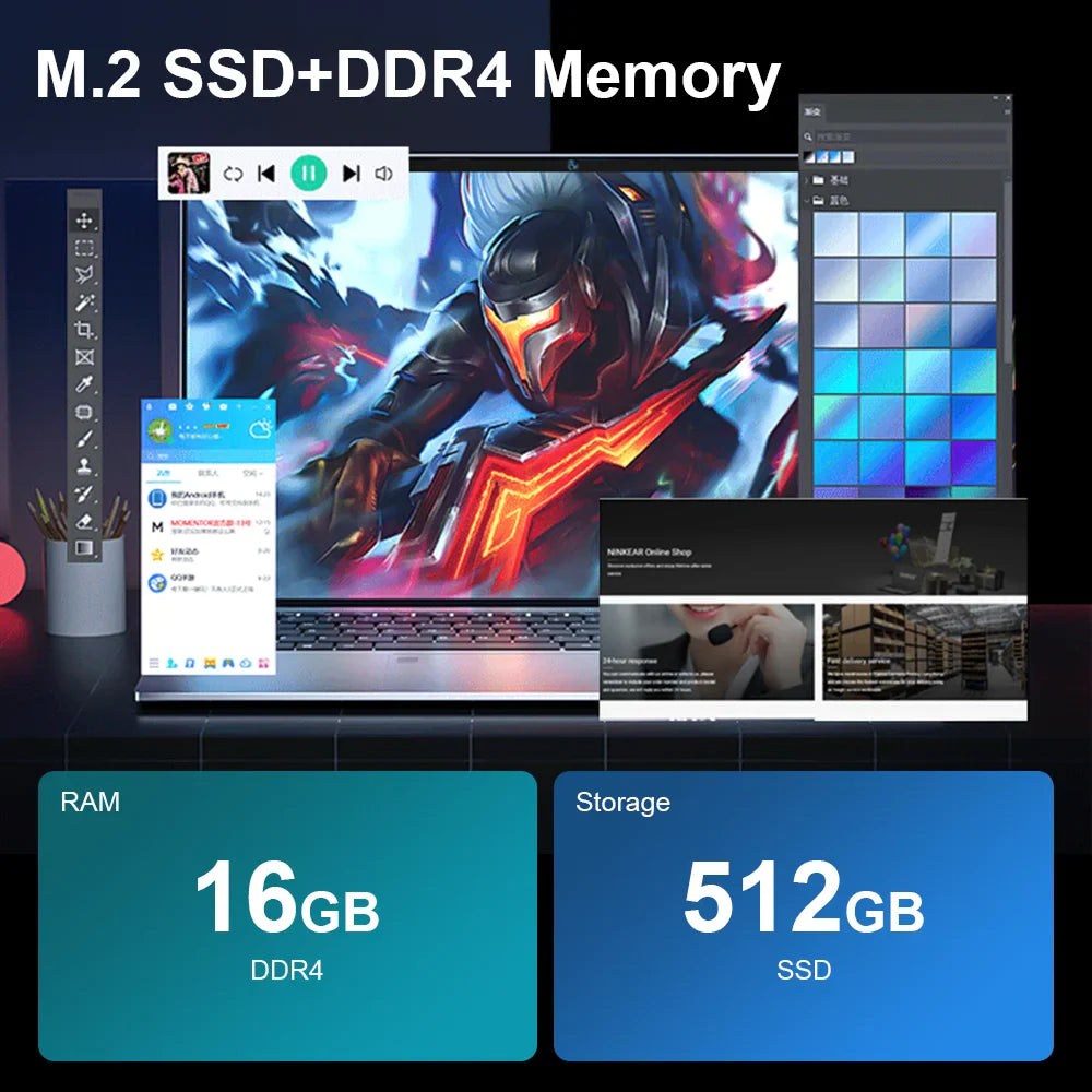 Ninkear N15 Air Laptop 15,6" IPS 1080P IPS Intel N95 3.4Ghz 12GB RAM 512GB SSD General Use Productivity Windows 11 pro Notebook