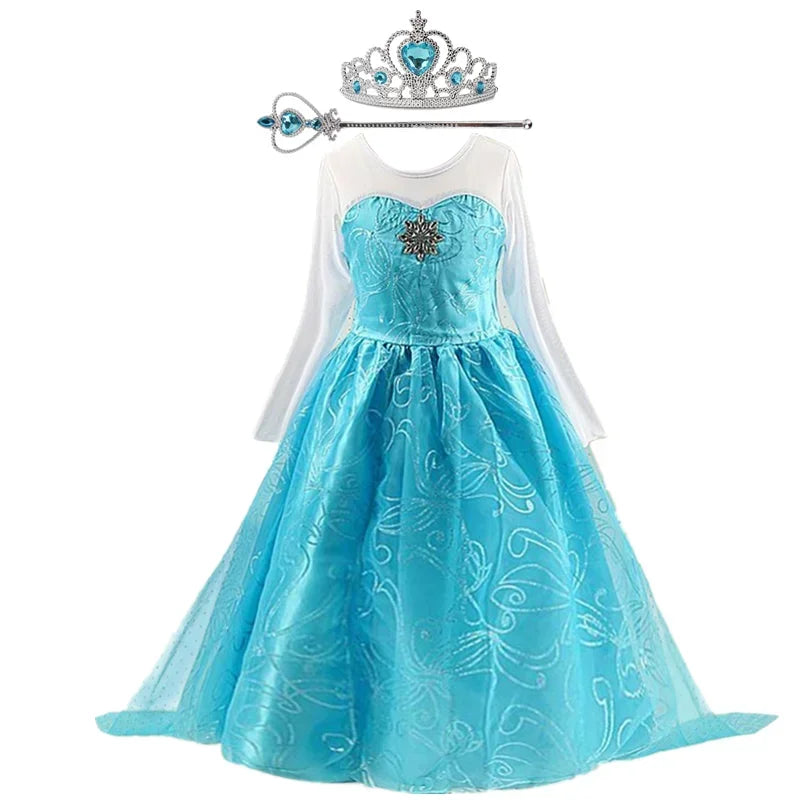 Robe Elsa pour filles de 3 à 10 ans, robe de princesse Elsa pour anniversaire, carnaval, Pâques, Halloween, fête, cosplay, costume pour filles
