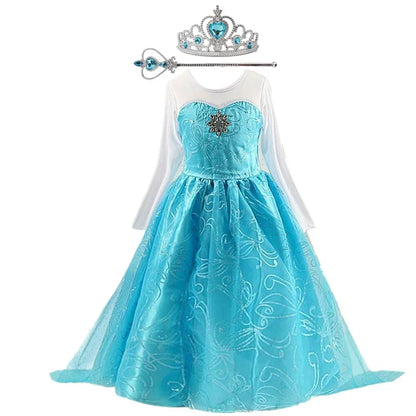 Robe Elsa pour filles de 3 à 10 ans, robe de princesse Elsa pour anniversaire, carnaval, Pâques, Halloween, fête, cosplay, costume pour filles