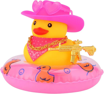 Cowboy Hat Rubber Ducks Toys Office Car Decoration Cute Summer Duck Duckling for Birthday Party Supplies Gifts for Friends Kids