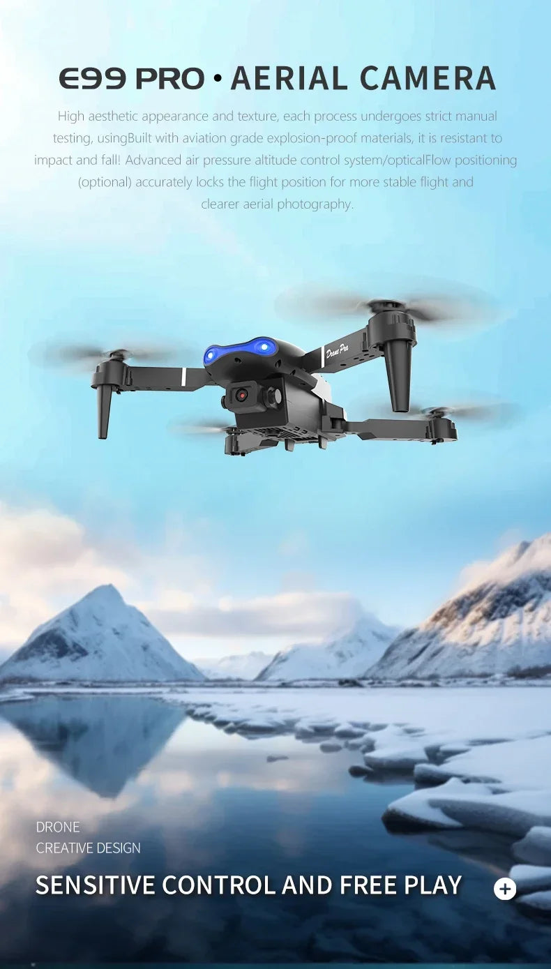 Drone RC E99Pro 4K avec caméra HD grand angle 2024 P, hélicoptère pliable, WIFI FPV, jouet cadeau recommandé, 1080