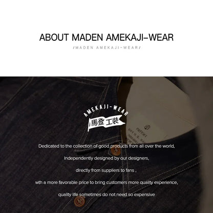 Maden Men Vintage Long Sleeve Western Cowboy Denim Shirt Outerwear Tough Guy Shirt Men's Cotton Casual Shirt XXL XXXL