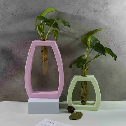 DIY 6pcs Skeletonized Hydroponic Test Tube Flower Vase Silicone Mold Gypsum Ornament Epoxy Resin Mold Home Decoration Storage