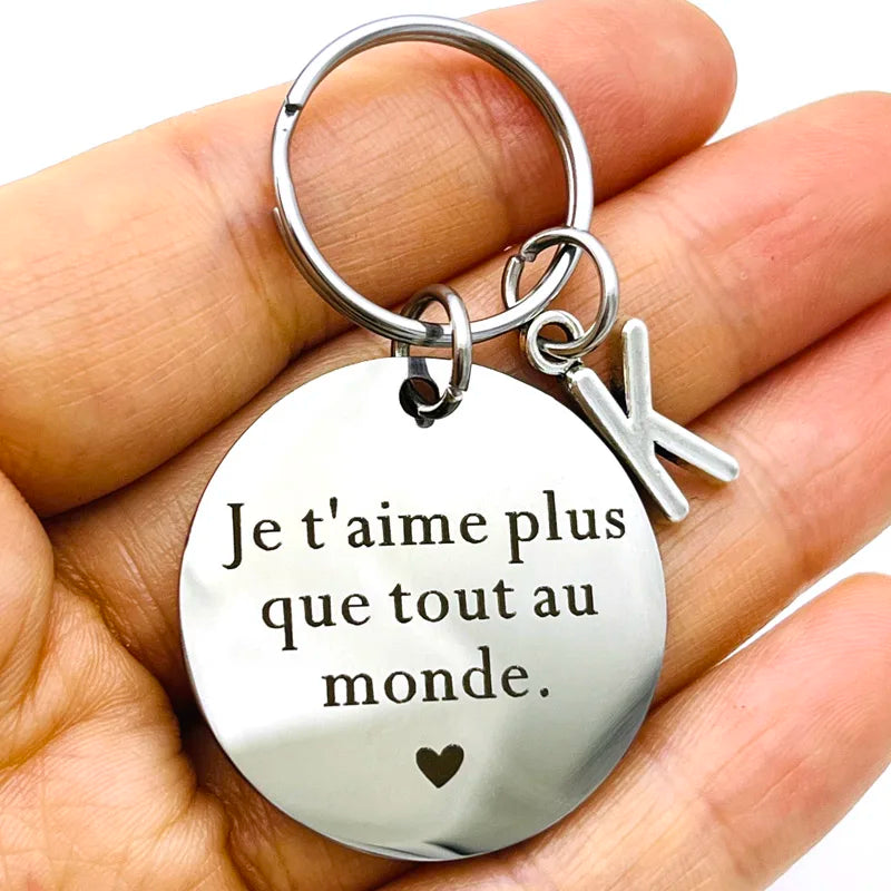 Porte-clés de Couple français Je T'aime Plus Que Tout Au Monde, cadeaux pour petit ami et petite amie, cadeau de Couple pour mari, cadeau de saint valentin