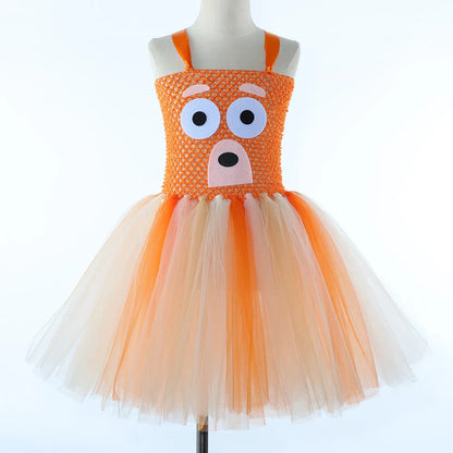 Costume Bingo Bluey pour filles, robe tutu chien de berger de dessin animé, costumes d'animaux chien chiot pour enfants, tout-petits, fête d'Halloween