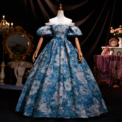 Robe de bal Marie-Antoinette géorgienne en satin, robe de soirée victorienne pour femme