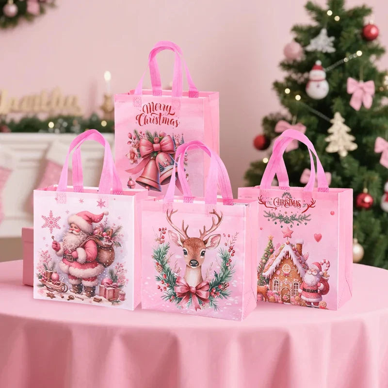 4/8 pièces sac cadeau de noël Santa sac Non tissé décorations de noël pour la maison 2025 cadeaux de noël Navidad Noel sac d'emballage du nouvel an