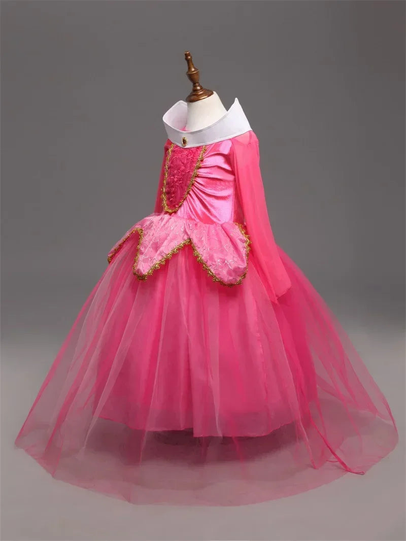 Fantasy Girls Sleeping Beauty Aurora Cosplay Princess Dress Kids Halloween Carnival Birthday Costume Party Clothing 3-10Years