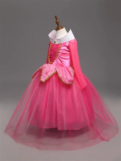 Fantasy Girls Sleeping Beauty Aurora Cosplay Princess Dress Kids Halloween Carnival Birthday Costume Party Clothing 3-10Years