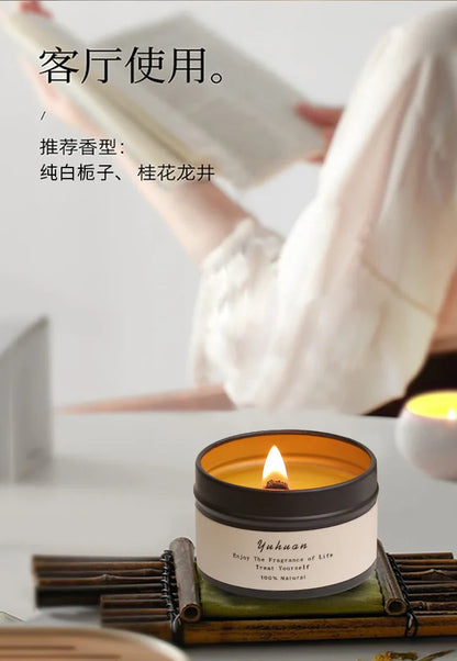 Bougies parfumées en étain noir, bocaux de bougies à mèche en bois avec couvercle, bougies décoratives classiques pour la maison, citronnelle de luxe