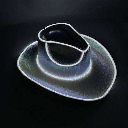 Glowing Light Bar Cap Wireless Disco Luminous Led Flashing Neon Western Cowboy Hat Bachelorette Party Supplies Bride Cowgirl Hat